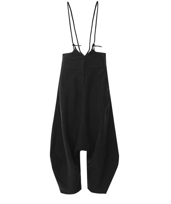 Lurdes Bergada Linen-Blend Cropped Dungarees