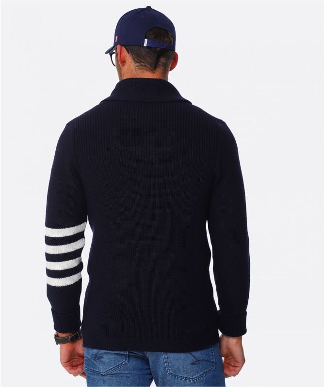 J. Blades Merino Wool Striped Shawl Cardigan