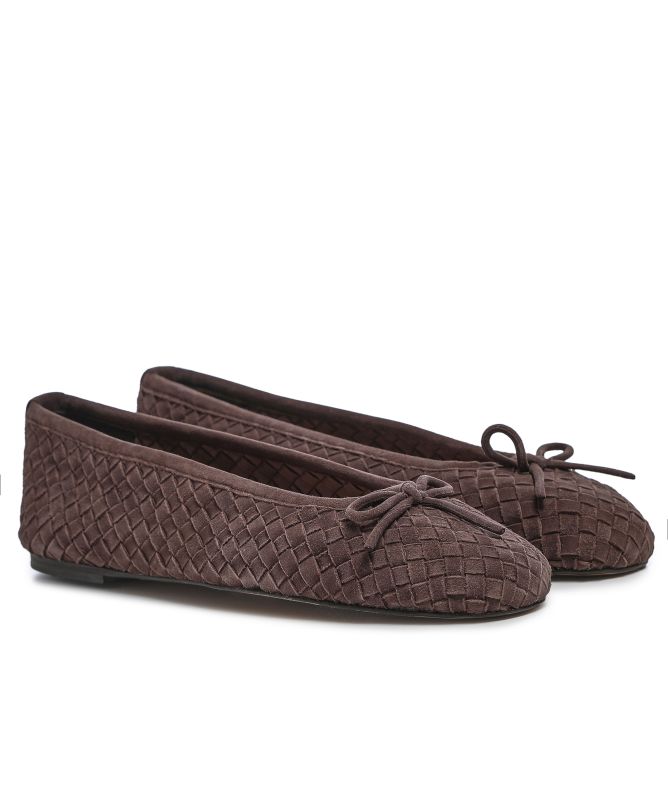 INUOVO Lattice Suede Ballet Flats