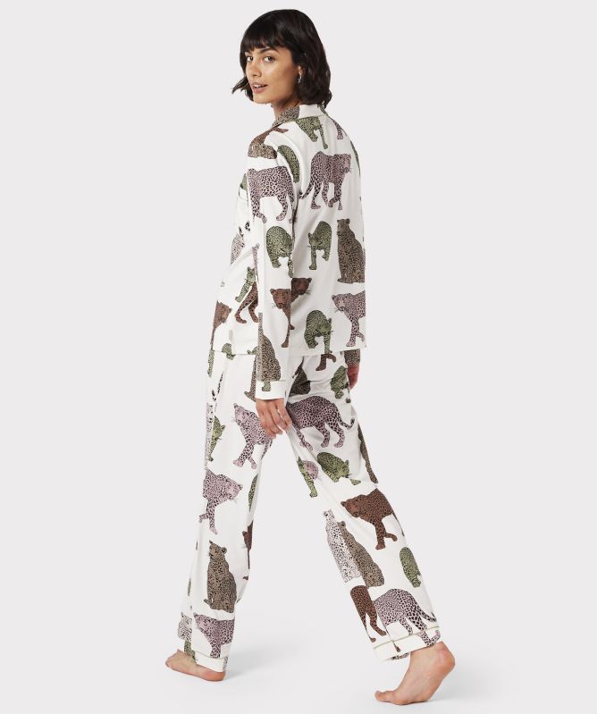 Chelsea Peers Cotton Leopard Print Long Pajamas