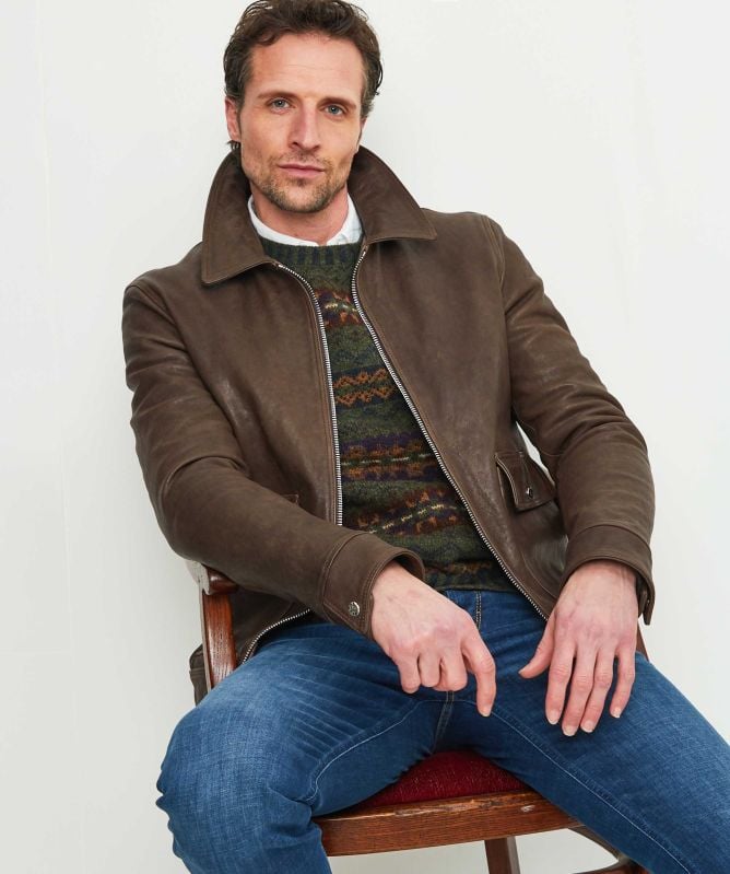 J. Blades Lined Leather Zip Jacket