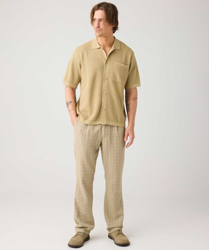 Knowledge Cotton Short-Sleeve Knitted Shirt