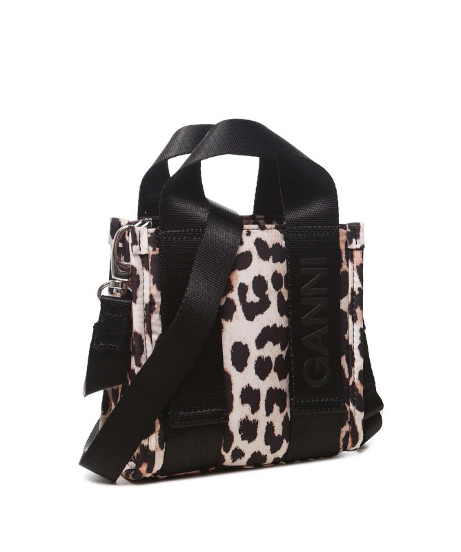 GANNI Mini Leopard Tech Tote Bag