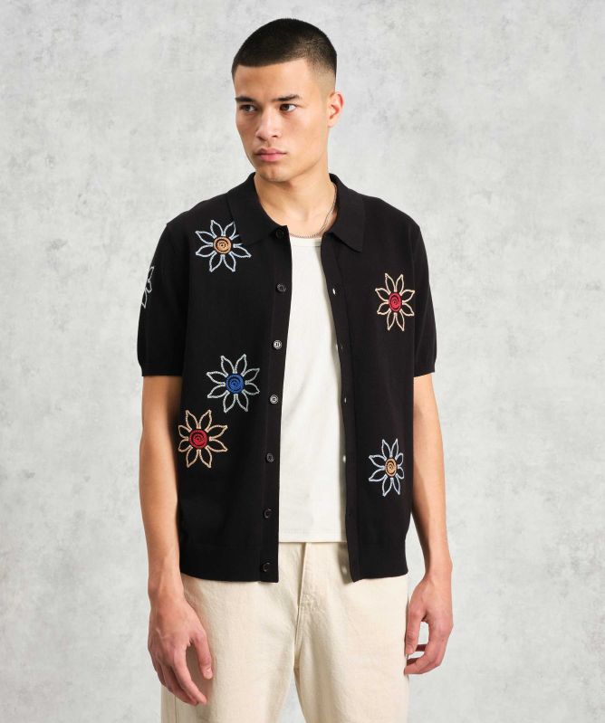 Wax London Embroidered Knit Tellaro Shirt