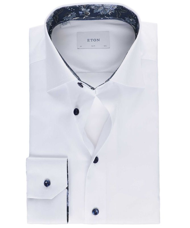 Eton Slim Fit Floral Trim Shirt