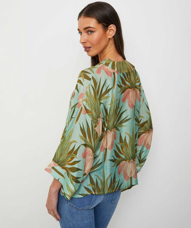 One Hundred Stars Deco Bud Aqua Kimono