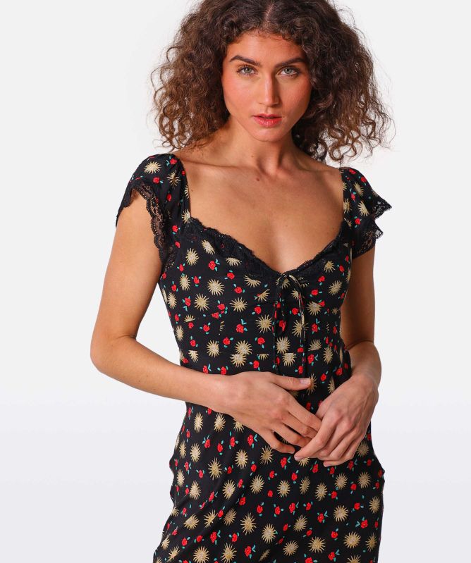 RIXO Amala Silk Sun Petal Maxi Dress