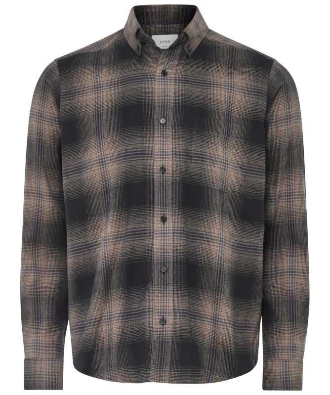 Eton Button-Down Check Flannel Shirt