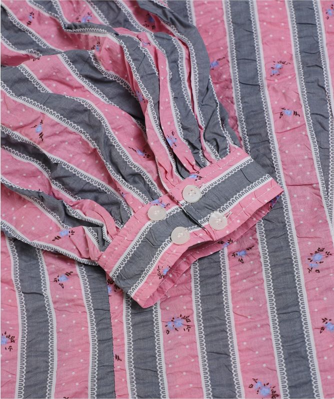 GANNI Cotton Seersucker Collar Mini Dress