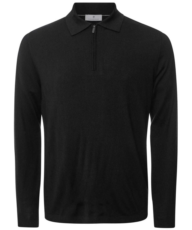 Thomas Maine Merino Long Sleeve Zip Polo