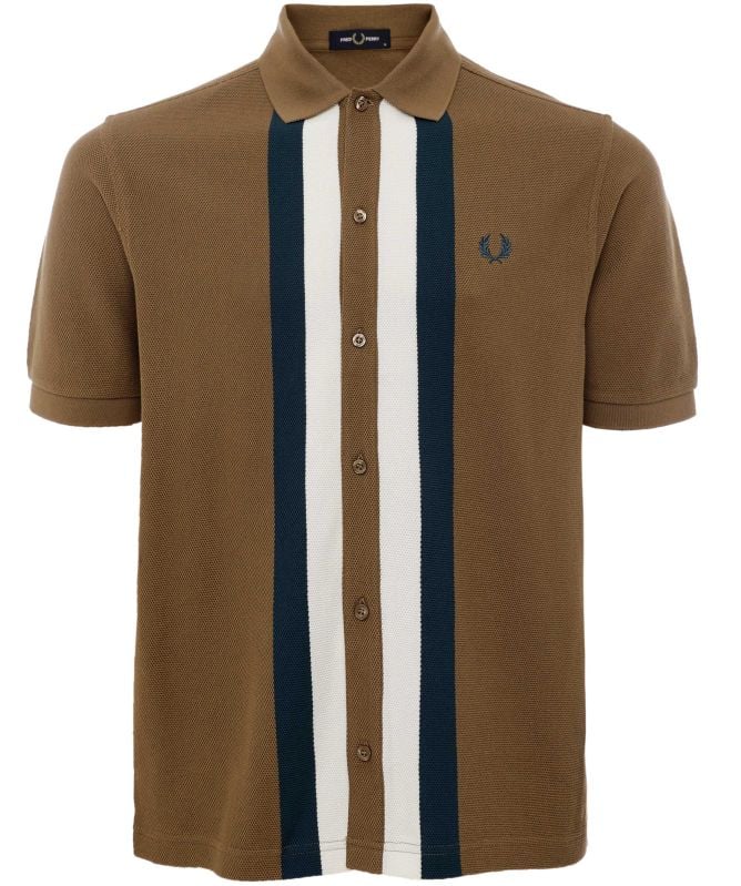 Fred Perry Panelled Button-Through Polo Shirt
