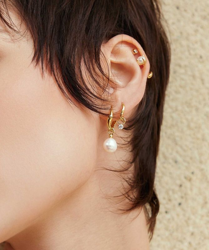 Ania Haie Freshwater Pearl Drop Hoops