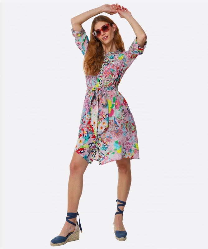 Inoa Silk Pintuck Mini Dress