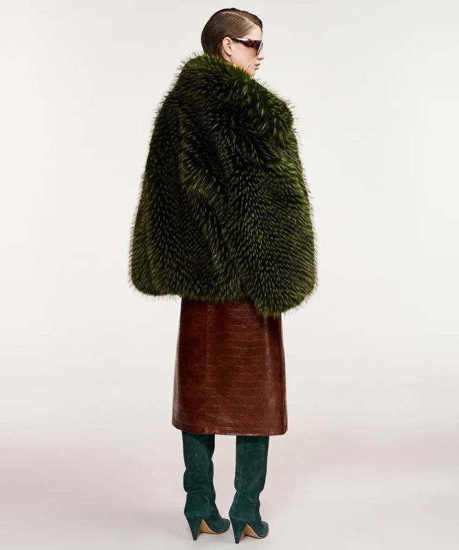 Essentiel Antwerp Kastanje Oversized Faux Fur Jacket
