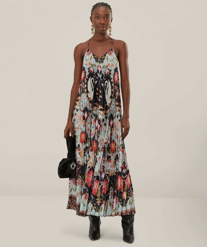 FARM Rio Flowing Beauty Pleated Midi Dress