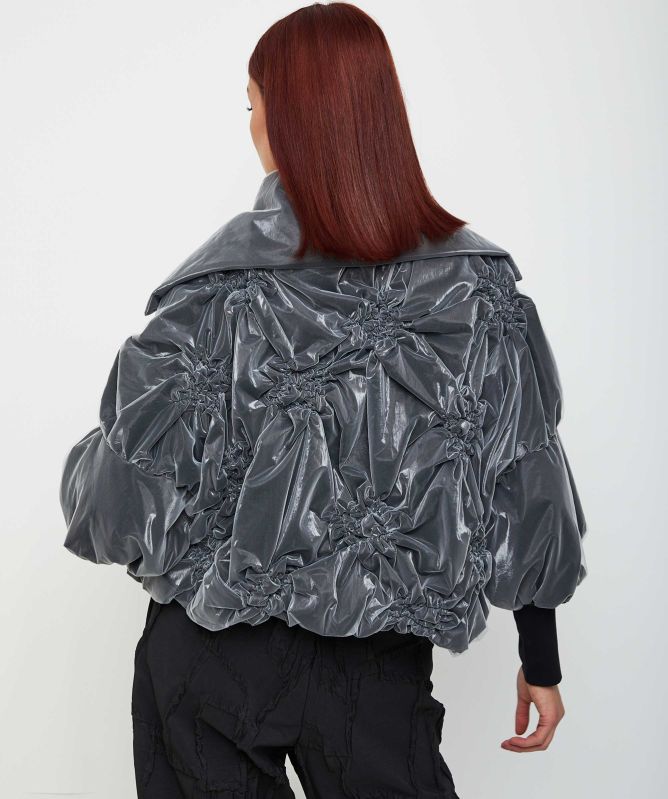 Bize Ruched Collar Zip Jacket