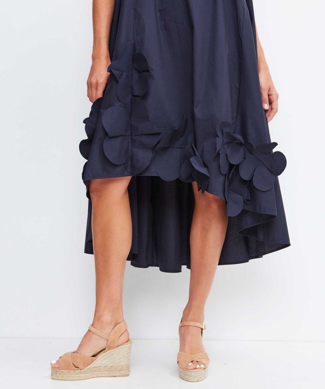 MEIMEIJ Navy Falling Petal Midi Dress