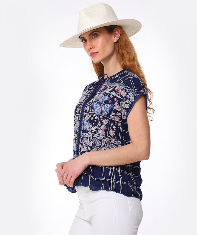 Johnny Was Paise Embroidered Blouse