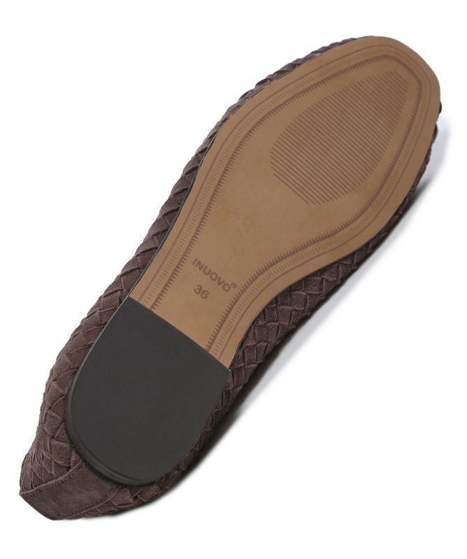 INUOVO Lattice Suede Ballet Flats