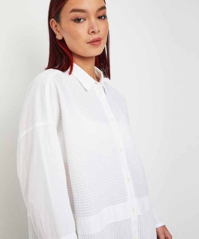 Yaccomaricard Cotton Lawn Pintuck Detail Shirt
