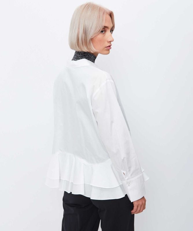 Bize Ruffle Peplum Pin Shirt