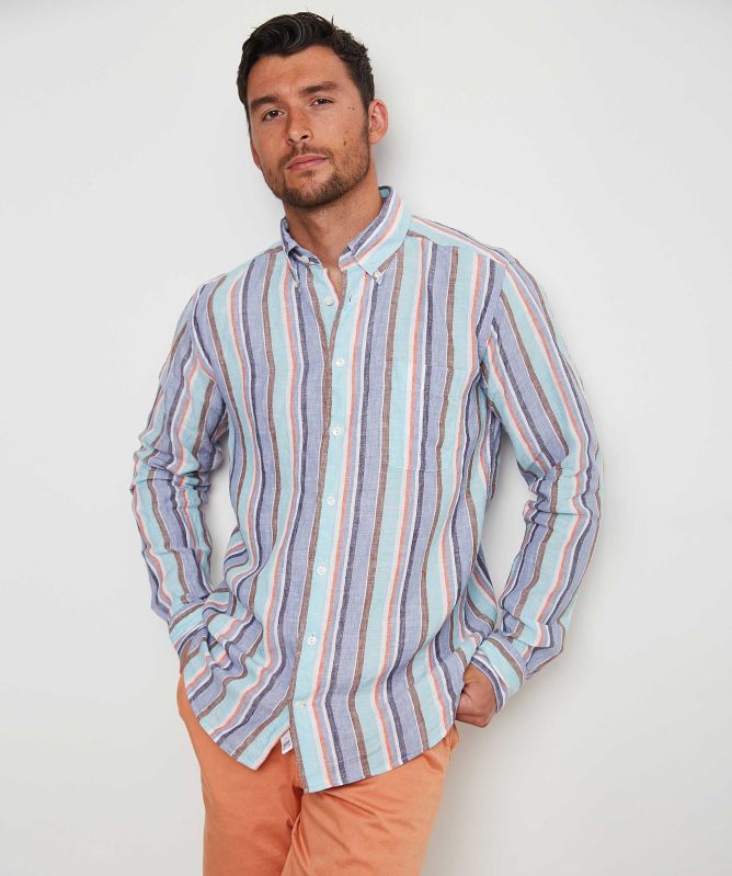 Eton Slim Fit Linen Striped Shirt