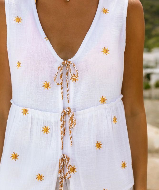 Chelsea Peers Embroidered Sunburst Cami Top