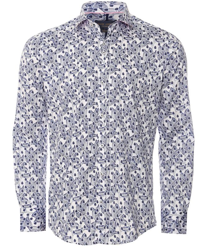 Guide London Slim Fit Sateen Leaf Shirt