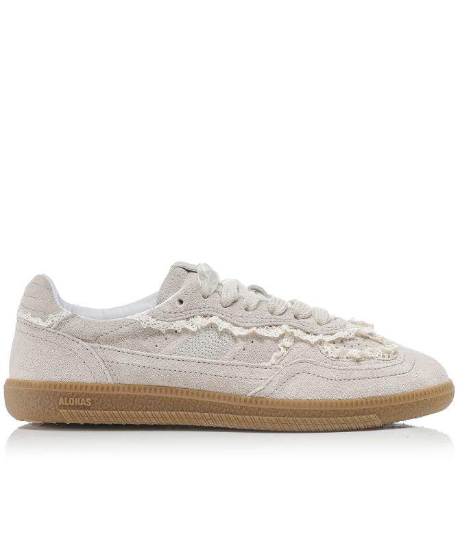 ALOHAS Crochet Cream Leather Sneakers