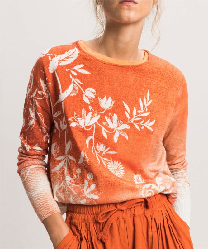 High Invent Floral Print Lightweight Sweater