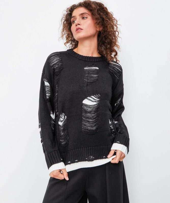 Thanny Distressed Contrast Jumper