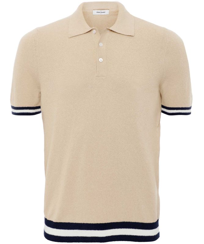 Gran Sasso Knitted Bold Tipped Polo Shirt
