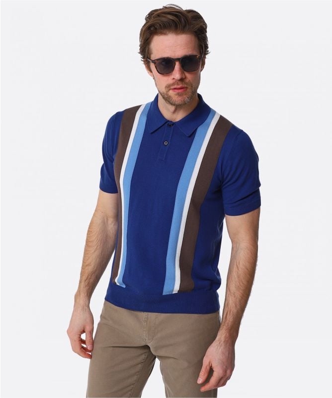 Gran Sasso Knitted Cotton Striped Polo Shirt