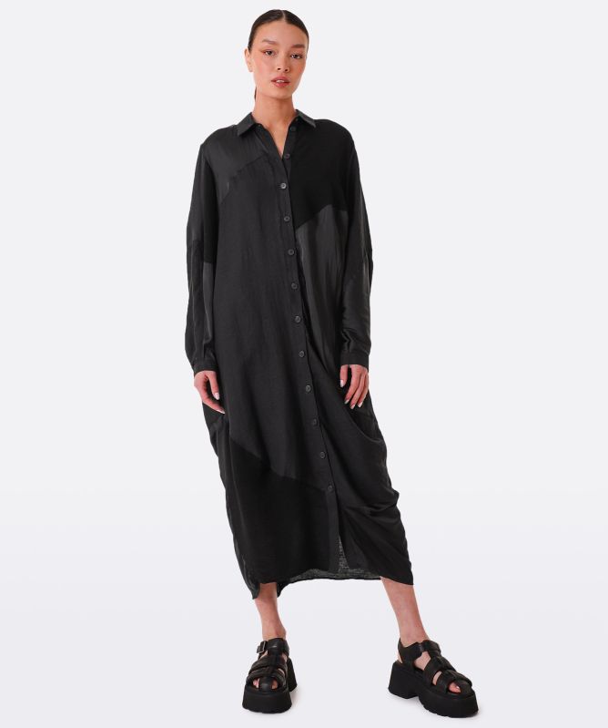 NU London Contrast Fabric Shirt Dress