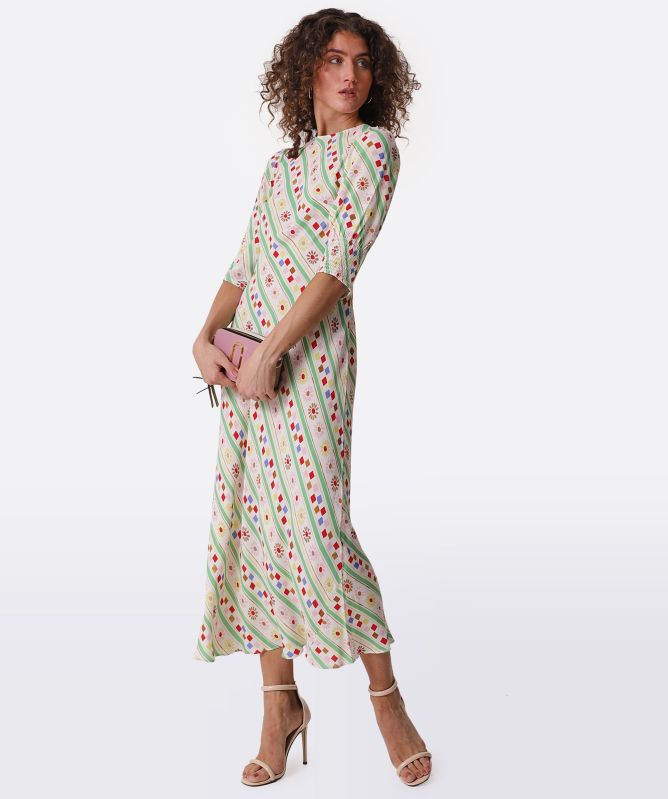 RIXO Jess 50s Stripe Midi Dress