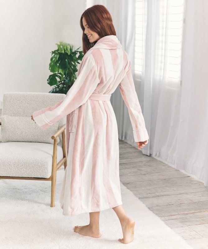 Chelsea Peers Fleece Stripe Long Dressing Gown