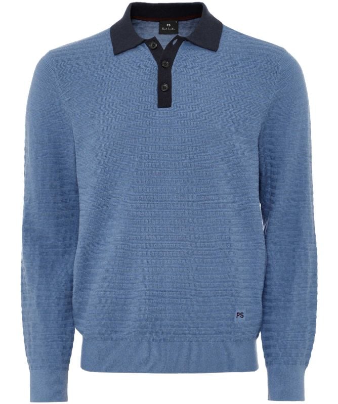 Paul Smith Long Sleeve Textured Polo Shirt