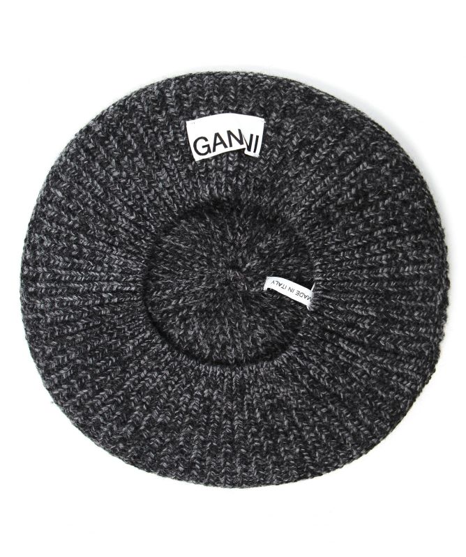 GANNI Ribbed Recycled Wool Beret