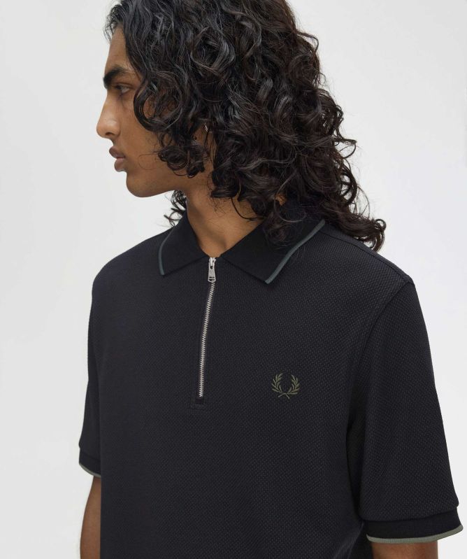 Fred Perry Textured Zip Polo Shirt