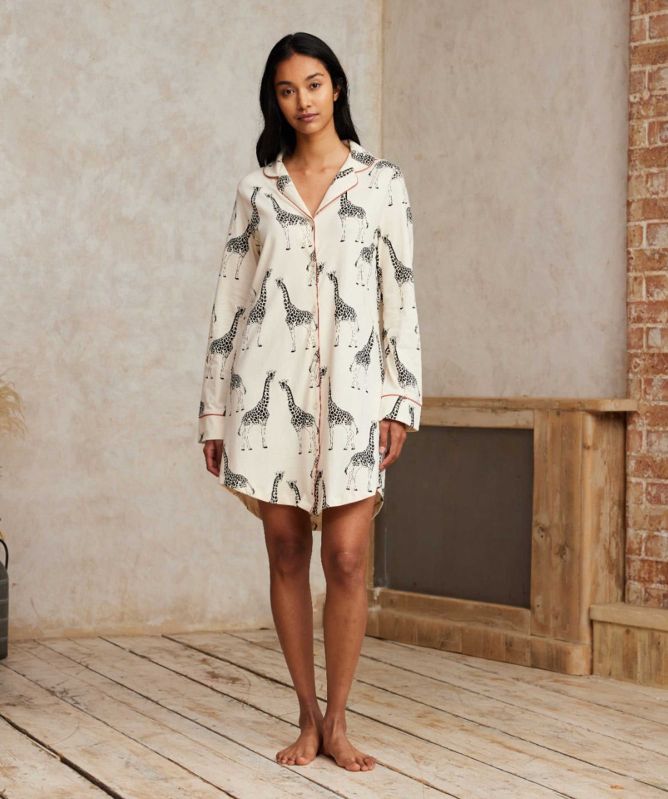 Chelsea Peers Organic Cotton Giraffe Print Nightshirt