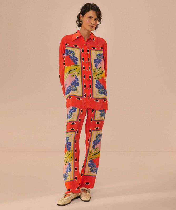 FARM Rio Sand Surreal Scarf Pyjama Shirt