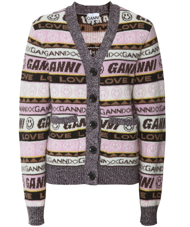 GANNI Wool Graphic Cardigan