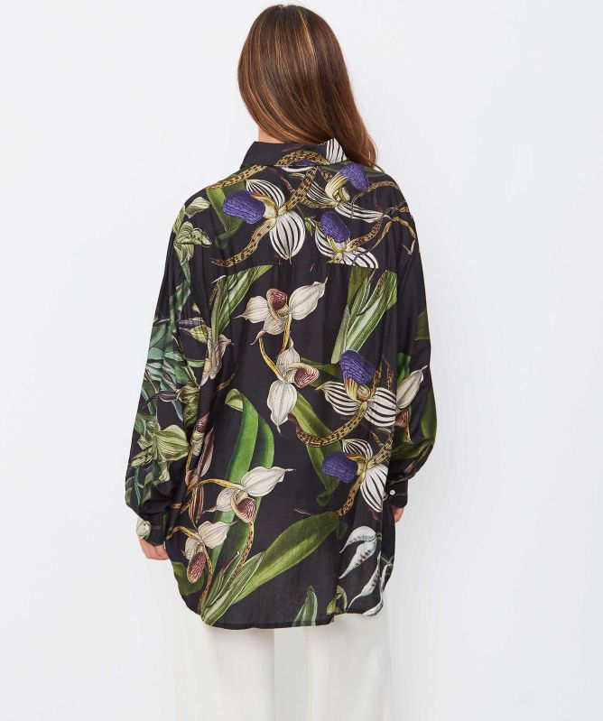 One Hundred Stars Orchid Black Oversized Shirt