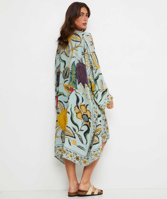 One Hundred Stars Joy Aqua Grande Kimono