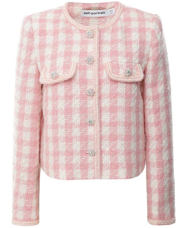 Self-Portrait Check Bouclé Jacket