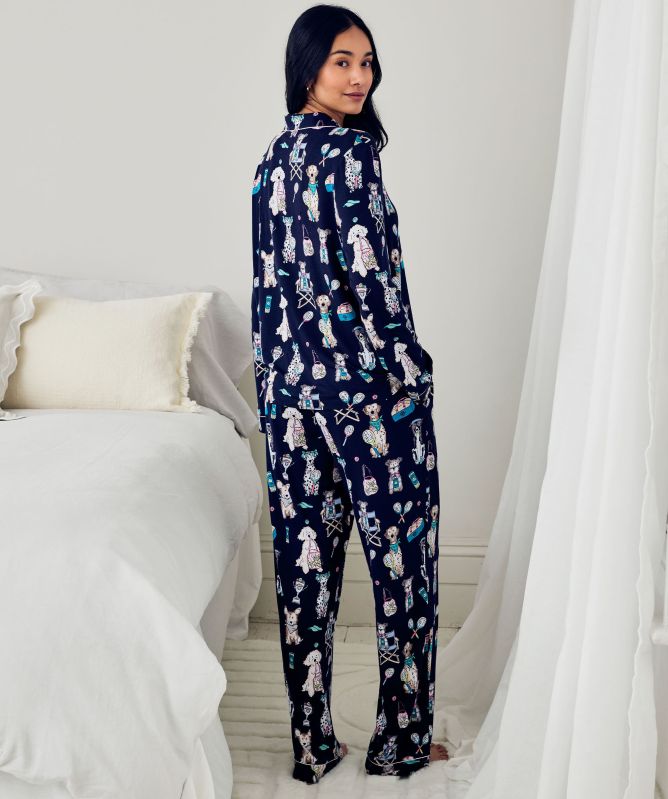 Chelsea Peers Tennis Dogs Print Long Pajamas