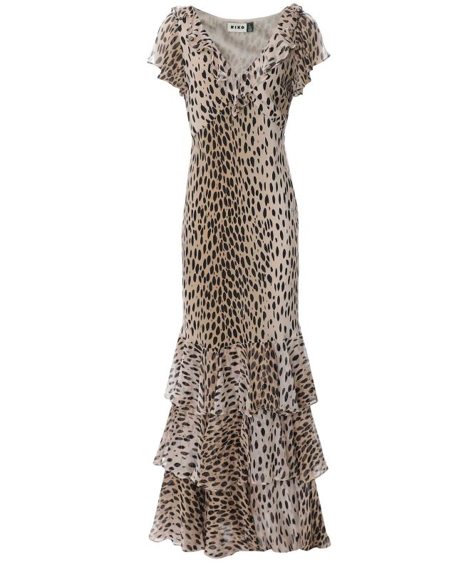 RIXO Amelle Silk Ruffle Maxi Dress