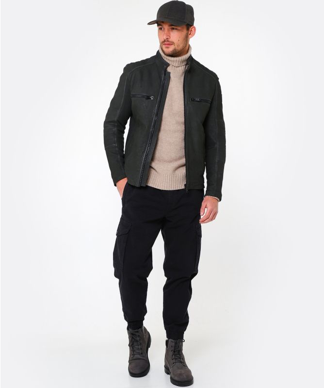 BOSS Slim Fit Leather Jasslo Jacket
