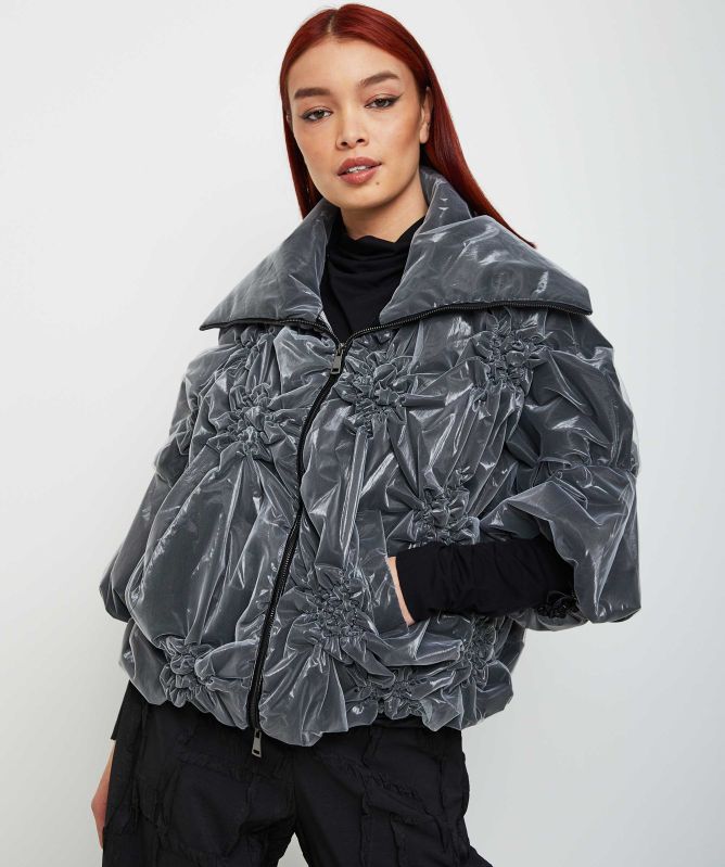 Bize Ruched Collar Zip Jacket