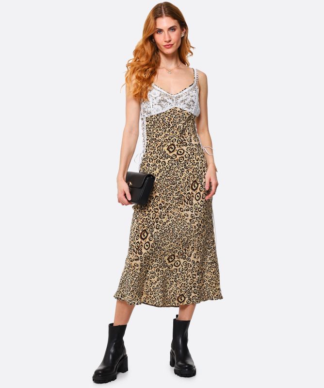 Hayley Menzies Arizona Silk Leopard Print Midi Dress
